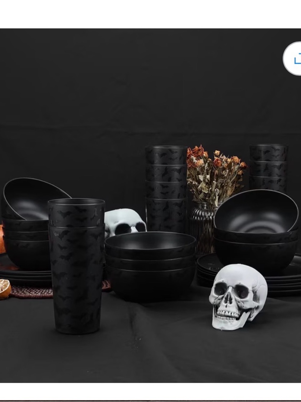 Mainstays Black Matte Halloween Dinnerware Set